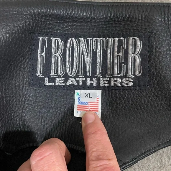Vintage Frontier Leathers Black Chaps Size XL - Picture 2 of 7